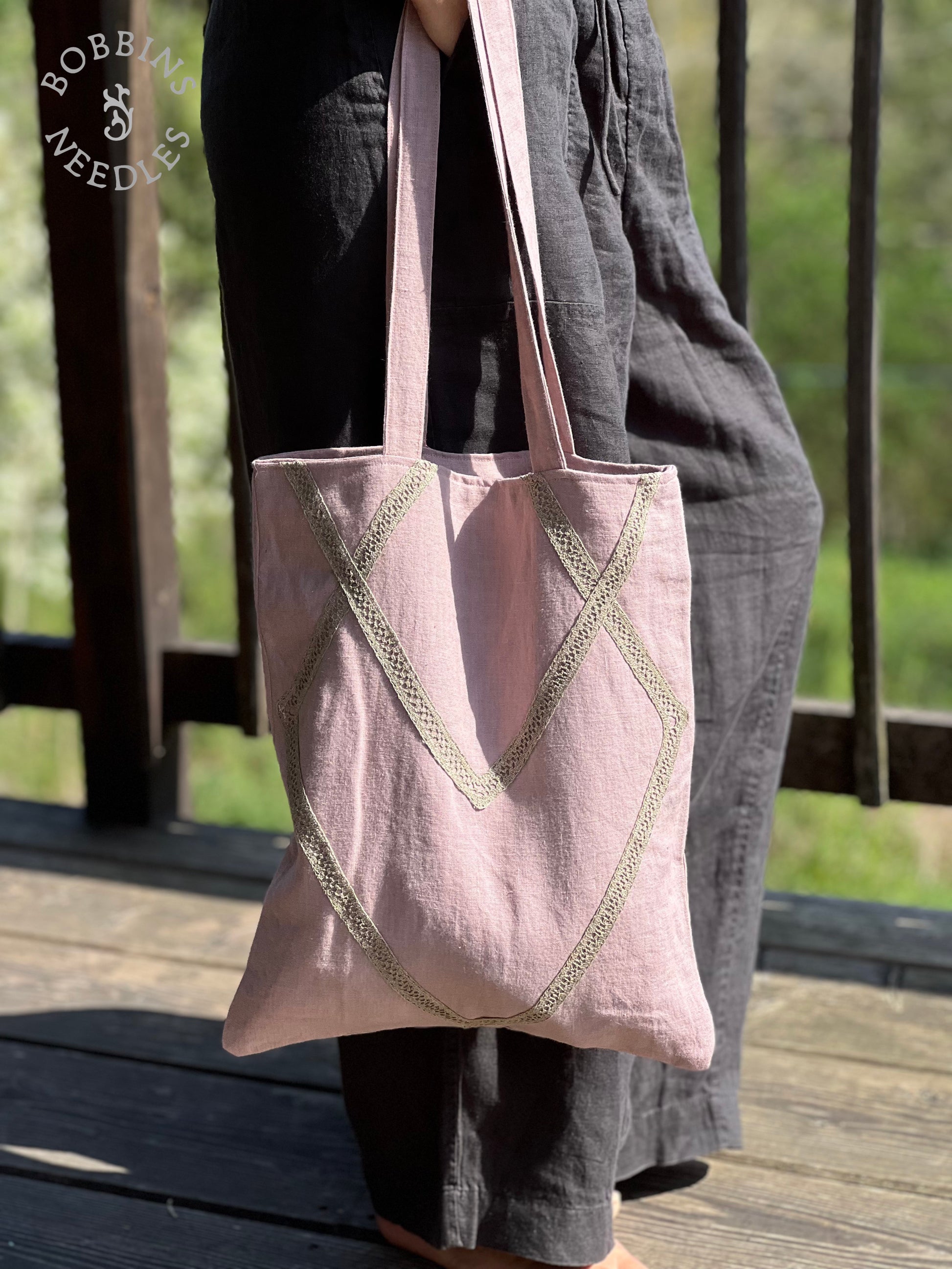 Linen Tote Bag | Dusty Pink | One of a Kind - Bobbins&Needles