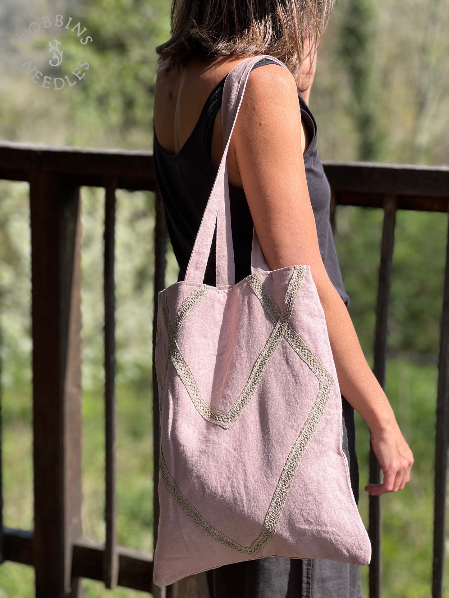 Linen Tote Bag | Dusty Pink | One of a Kind - Bobbins&Needles
