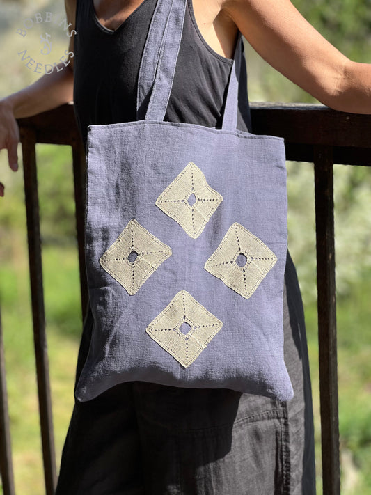 Lavender Linen Tote Bag | European Linen | Handmade | One of a Kind - Bobbins&Needles