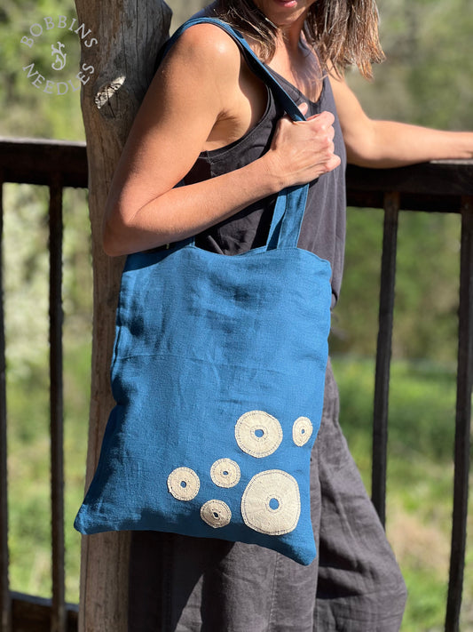 Linen Tote Bag | European Linen | Handmade French Lace - Bobbins&Needles