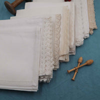 Set of 2 Linen Napkins Doilies Bobbin Lace - Bobbins&Needles