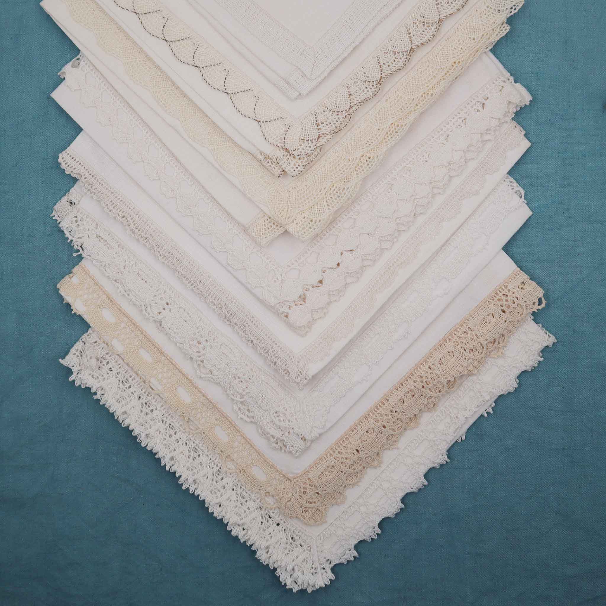 Set of 2 Linen Napkins Doilies Bobbin Lace - Bobbins&Needles