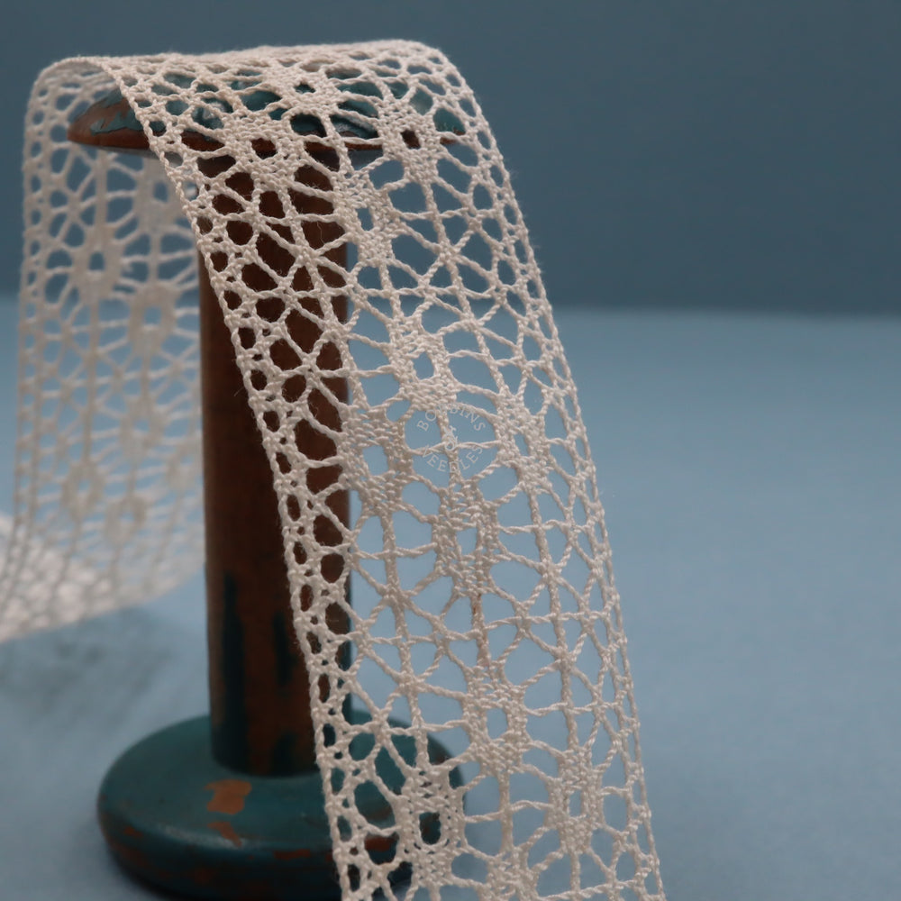 Cotton Insertion Lace – Geometric Pattern with Open Circles