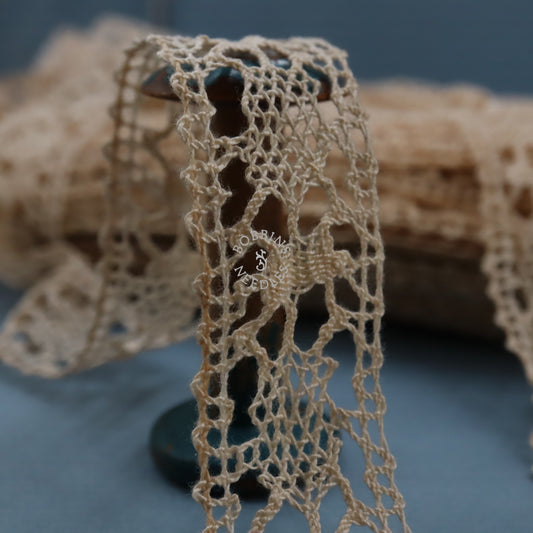 Antique French Lace Insertion Trim – Cotton Bobbin Lace Le Puy Style