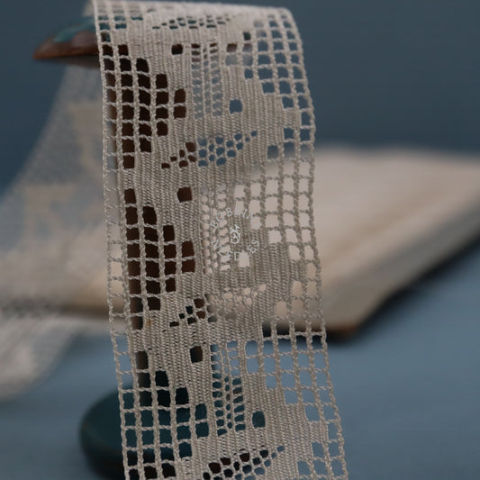 French Lace Insertion Trim – Antique Bobbin Lace - Le Puy Style