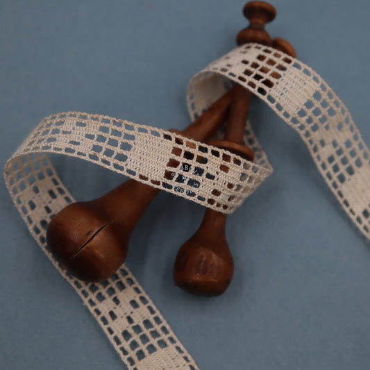 Vintage French Lace Insertion - Cotton Geometric Lace Band