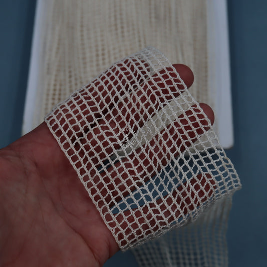 13m Vintage Cotton Mesh Lace Trim - Open Square Net