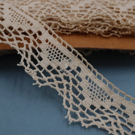 20m Vintage Lace Border Card – French Cotton Lace – Wholesale Supply - Bobbins&Needles