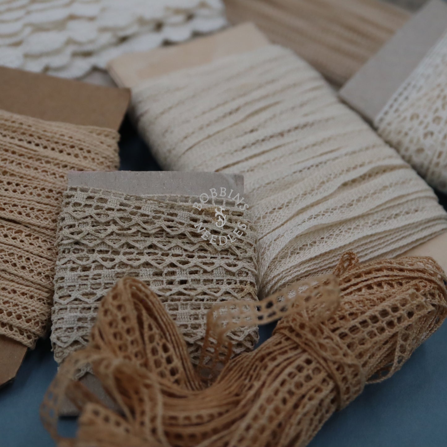 Bundle of 6 Tiny Lace Borders and Insertions - Vintage French Cotton Bobbin Lace