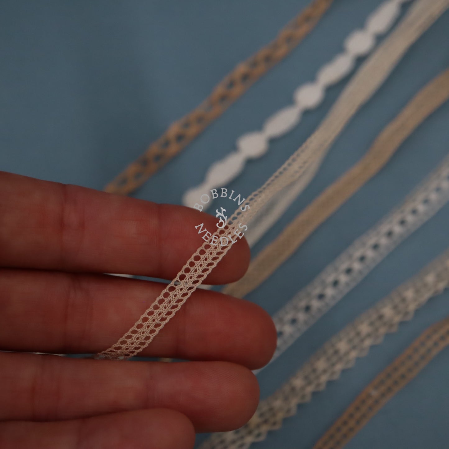 Bundle of 6 Tiny Lace Borders and Insertions - Vintage French Cotton Bobbin Lace
