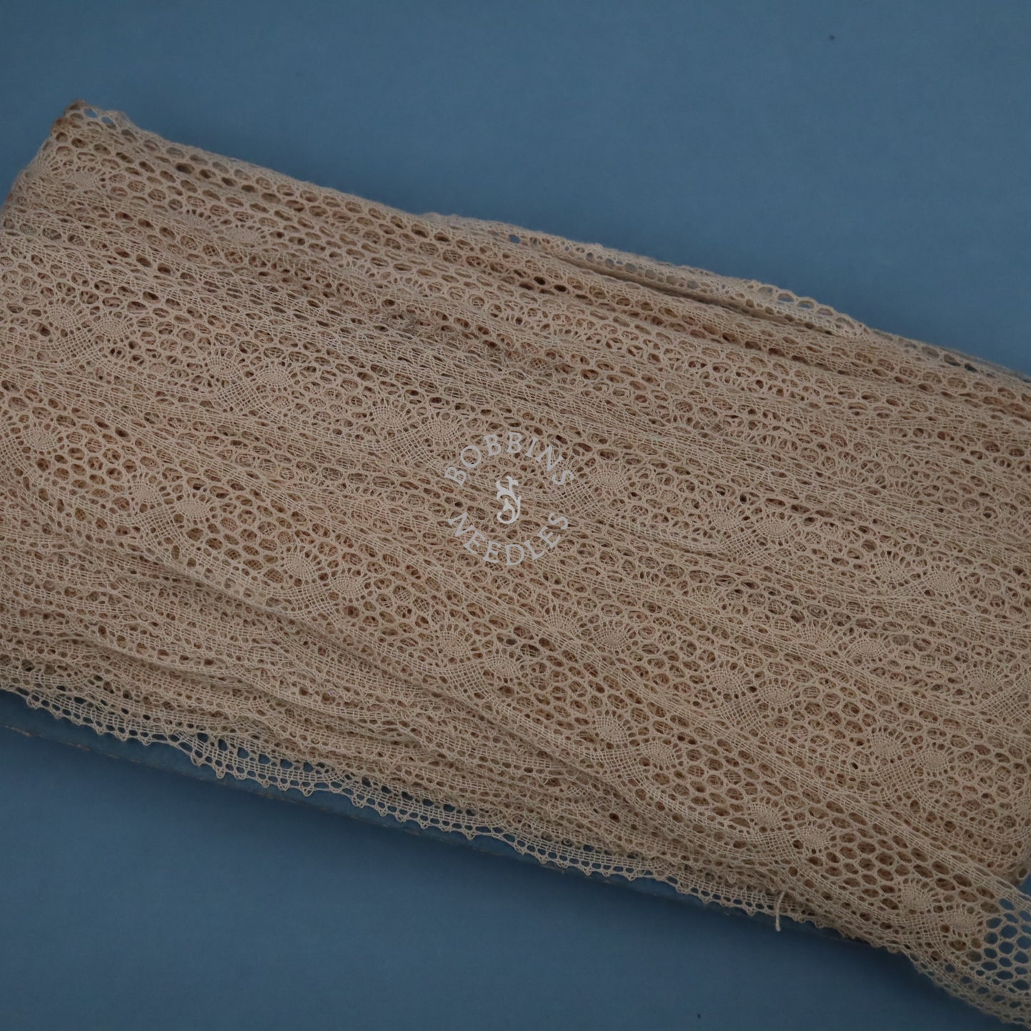 50m Vintage French Cotton Lace Trim – Bobbin Lace Border in Light Beige