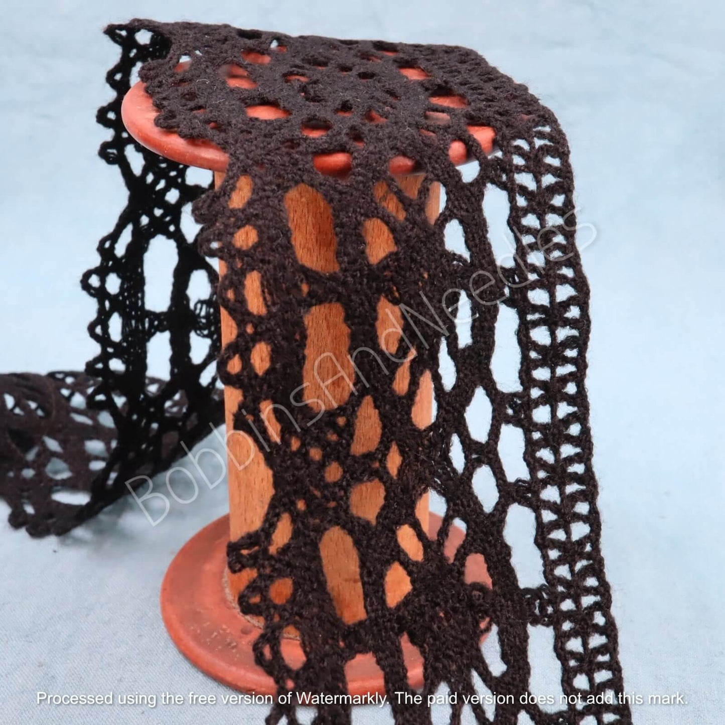 Vintage Black Lace Border Cotton-Blend with Circular Motif
