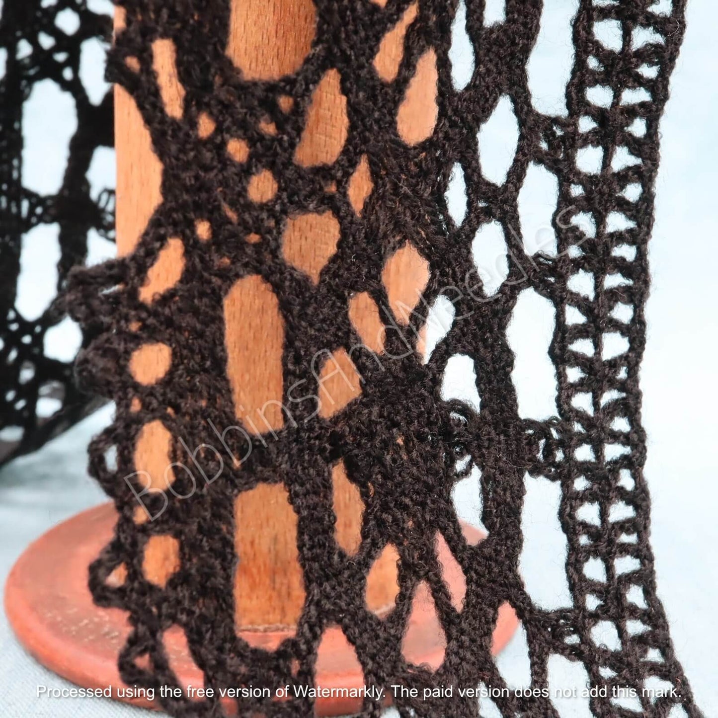 Vintage Black Lace Border Cotton-Blend with Circular Motif
