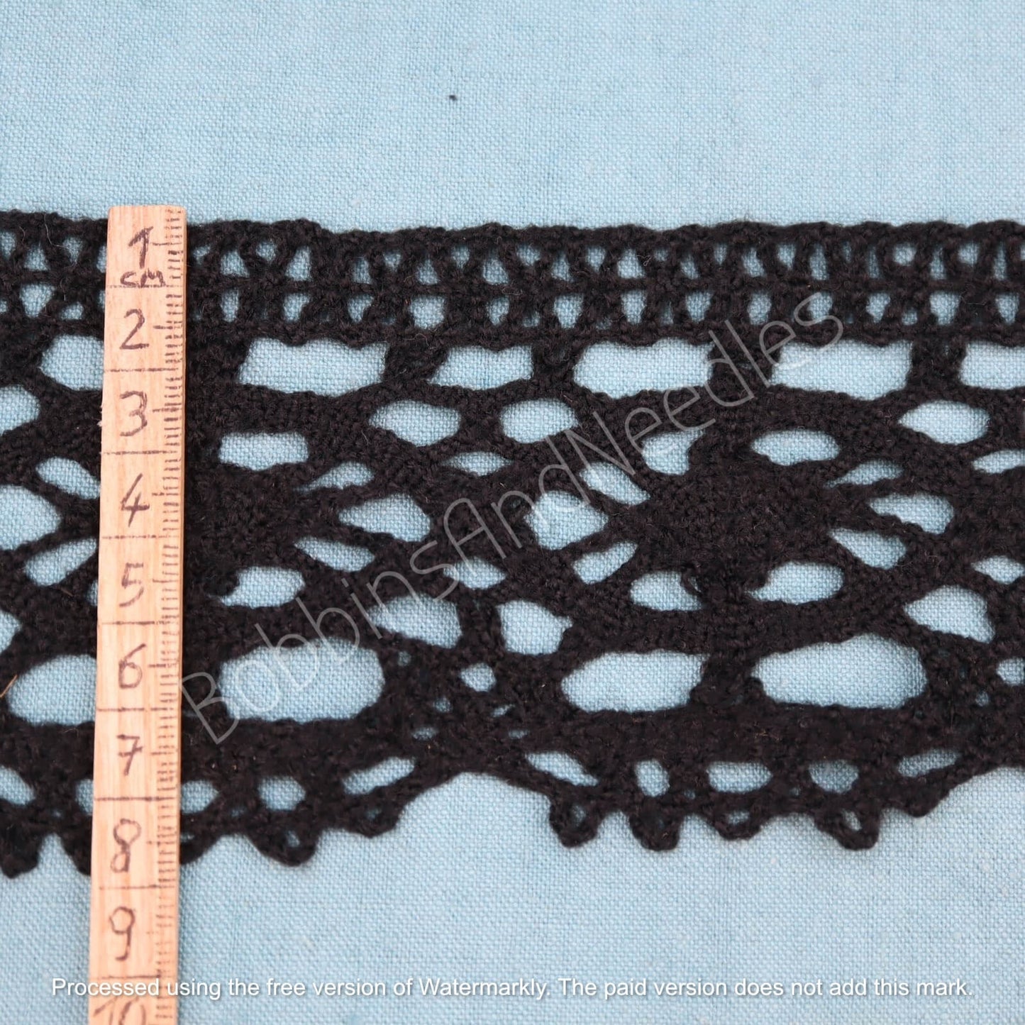 Vintage Black Lace Border Cotton-Blend with Circular Motif