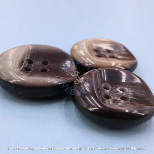 Set of 3 Vintage Galalith Buttons – Unique Swirled Horn Effect