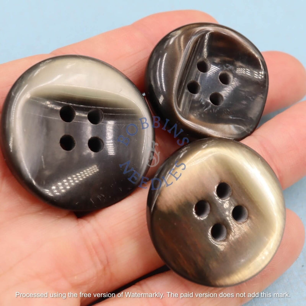 Set of 3 Vintage Galalith Buttons – Unique Swirled Horn Effect