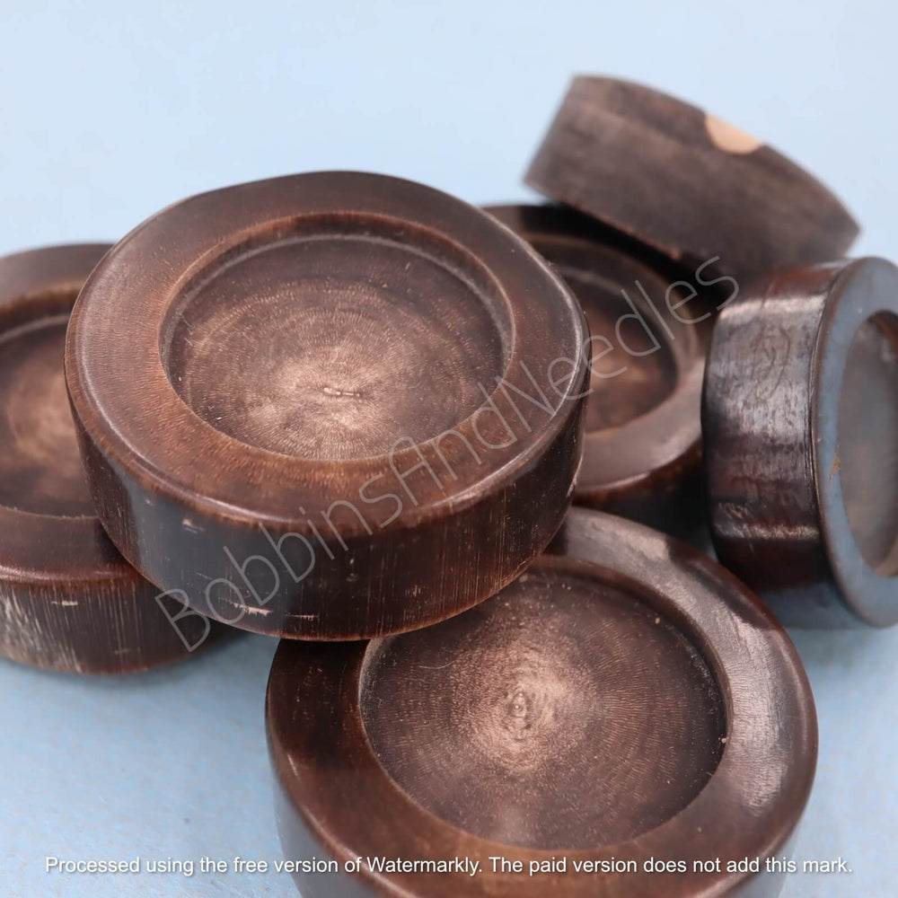 Set of 6 Vintage Mock Horn Buttons – Brown Thick with Recessed Center