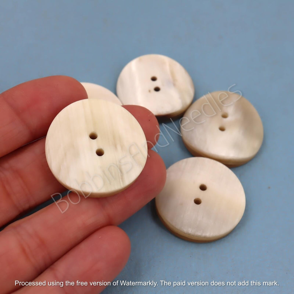 Set of 5 Mock Horn Buttons Ø 27 mm Vintage Galalith