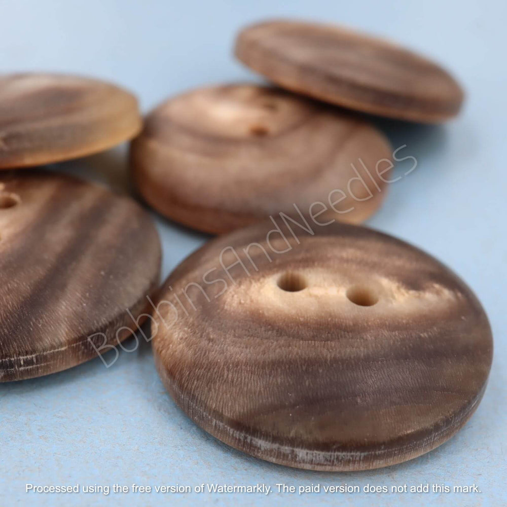Set of 5 Mock Horn Buttons Ø 25mm Brown Swirls