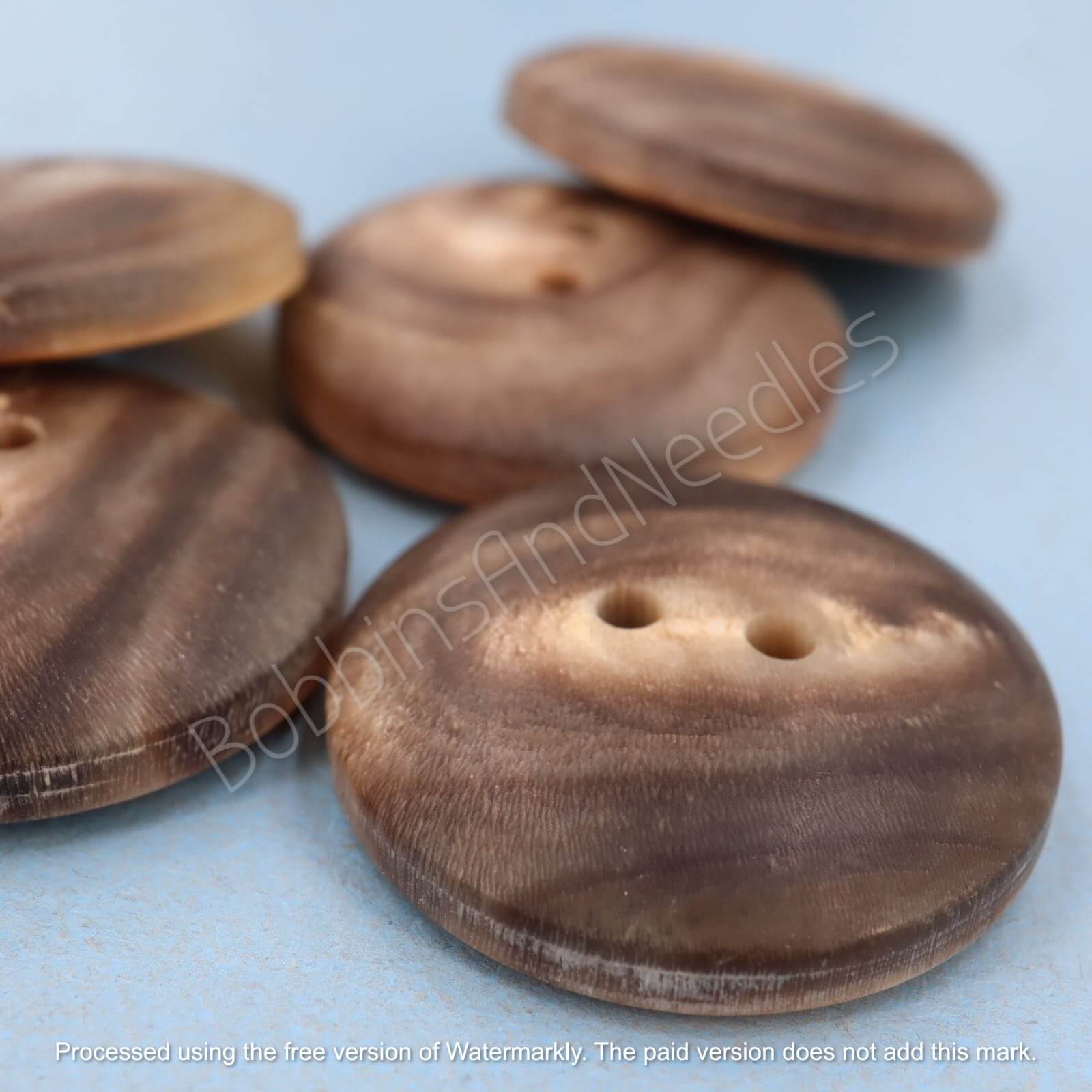 Set of 5 Mock Horn Buttons Ø 25mm Brown Swirls