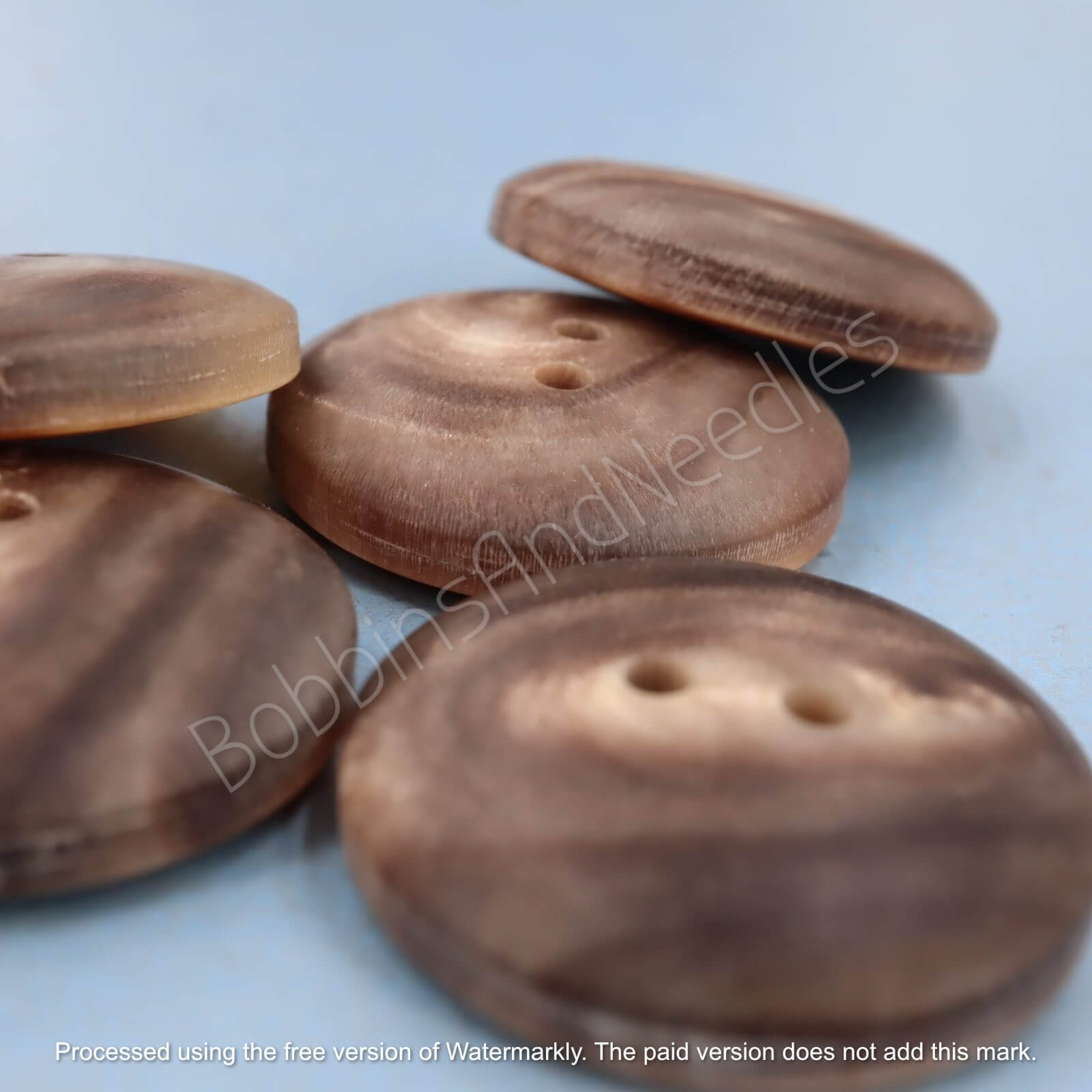 Set of 5 Mock Horn Buttons Ø 25mm Brown Swirls
