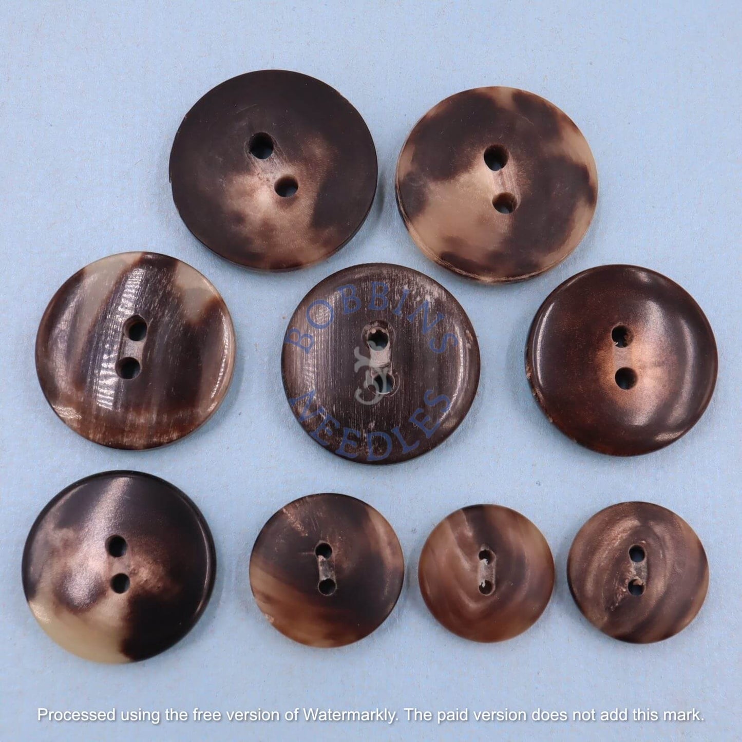 Set of 9 Vintage Mock Horn Buttons with Sew-Through Area