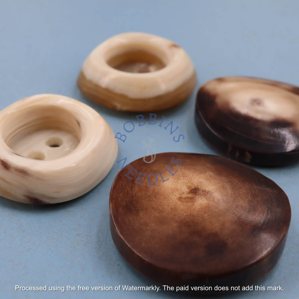 Set of 4 Vintage Mock Horn Button Cream & Brown Tones