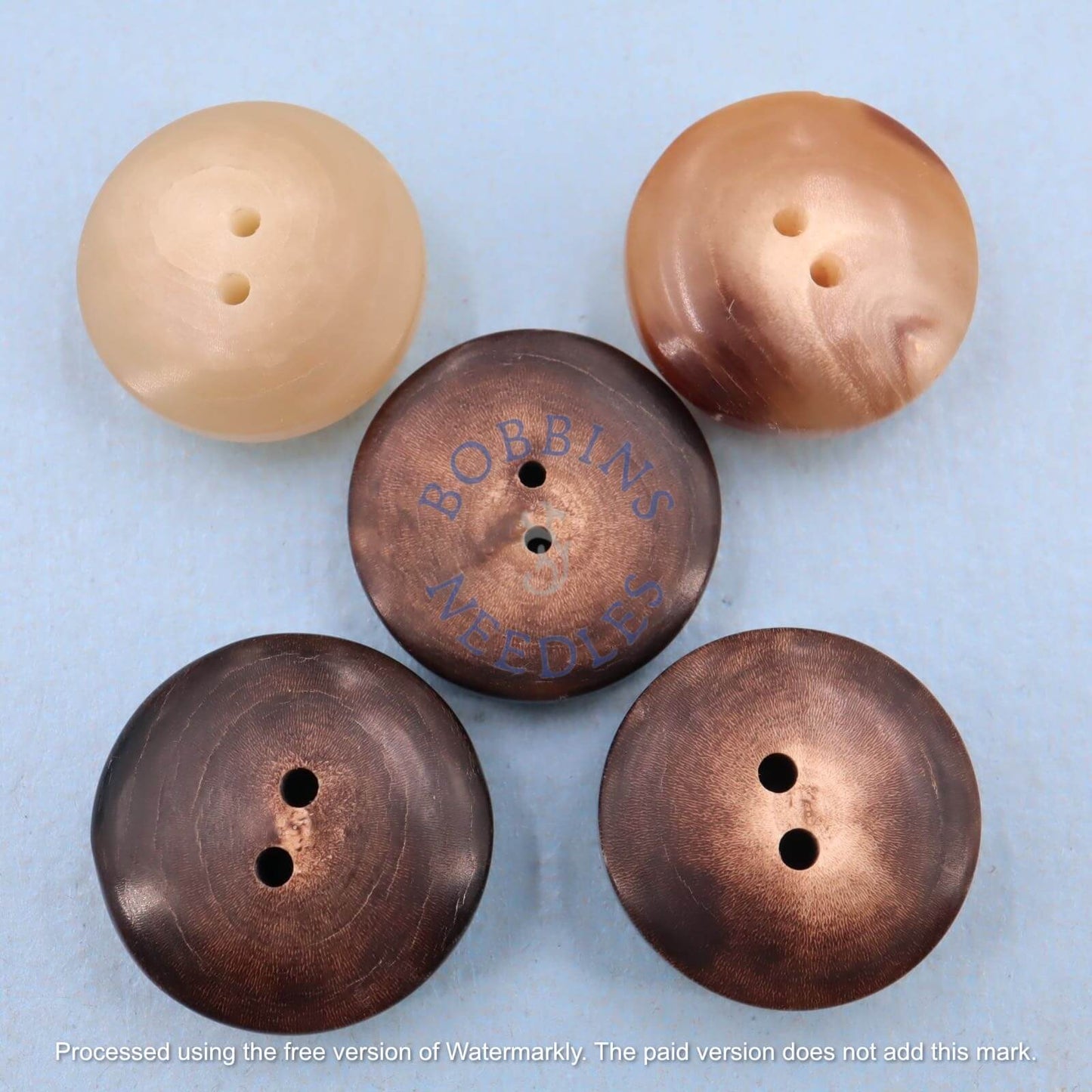 Set of 5 Vintage Mock Horn Buttons - Domed Mixed Thickness