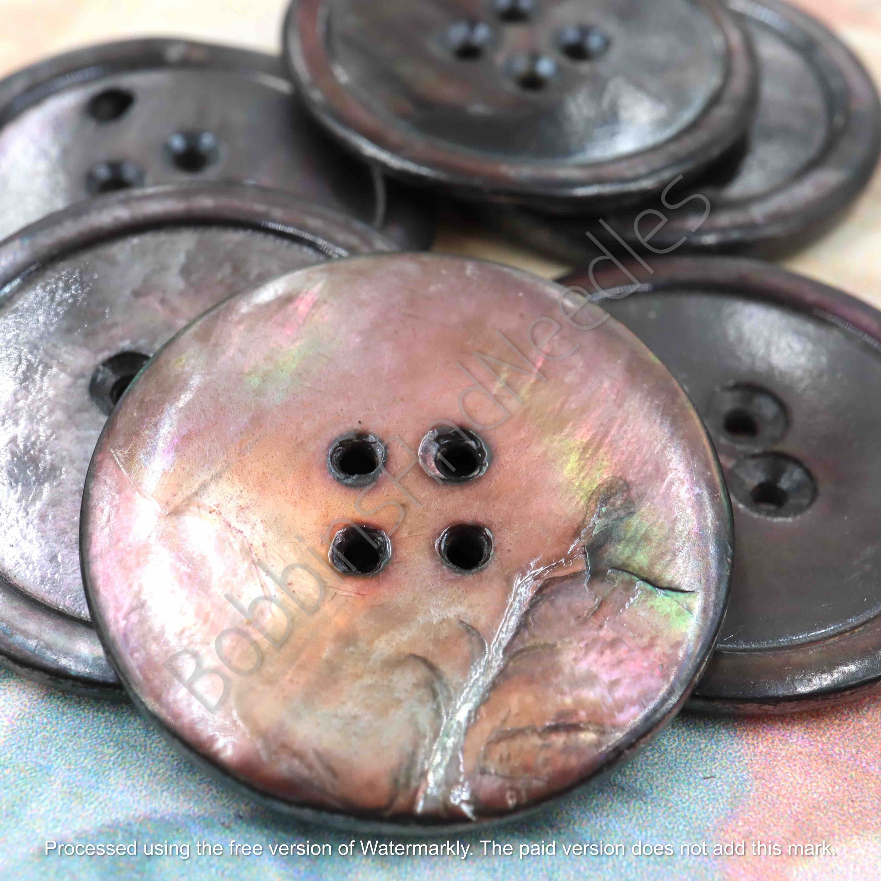 Set of 6 Vintage Mother of Pearl Large Buttons Ø 32mm Nácar - Nacre Iridescent