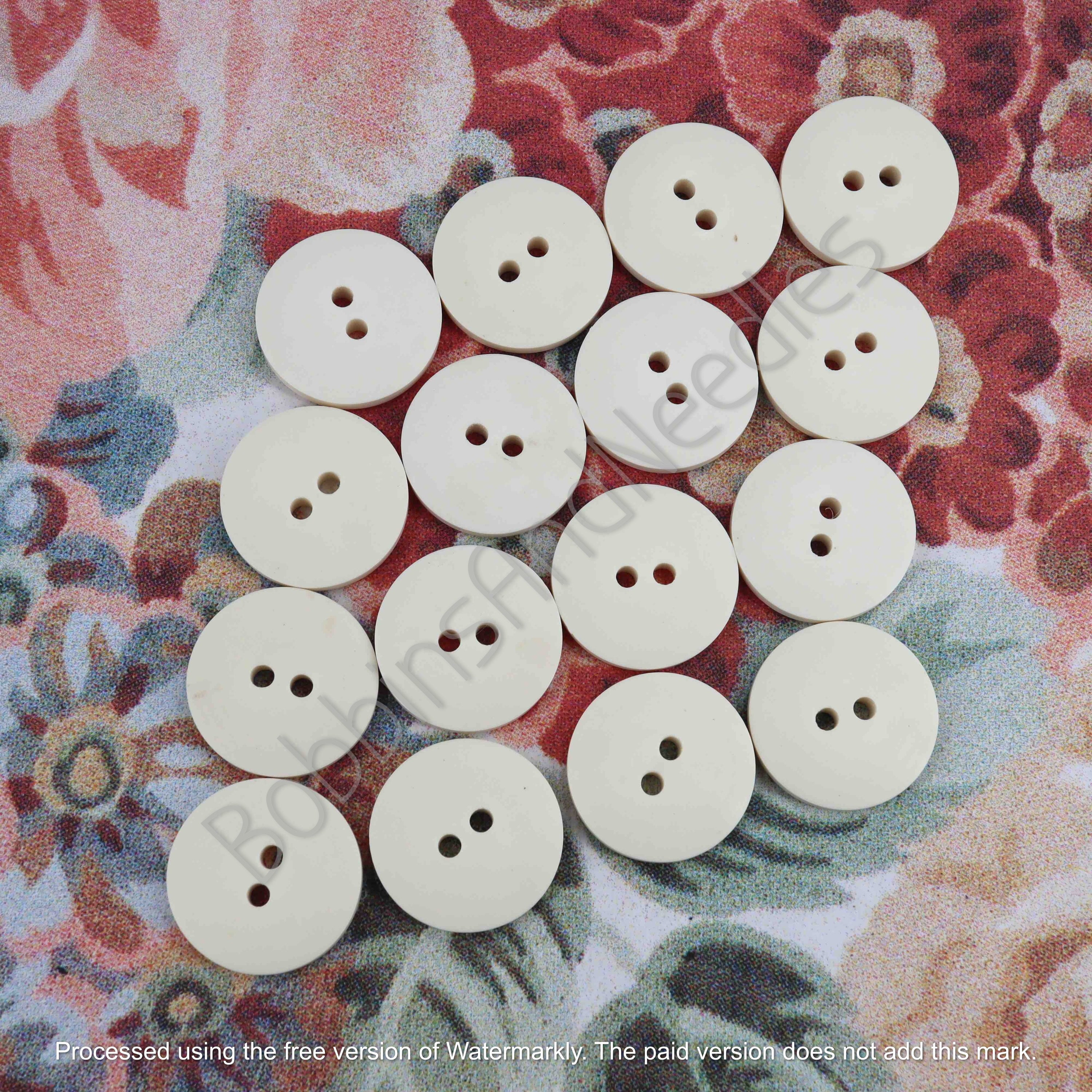 Set of 10 Vintage Casein Buttons Ø 20mm Soft Creamy Finish Two-Hole Design