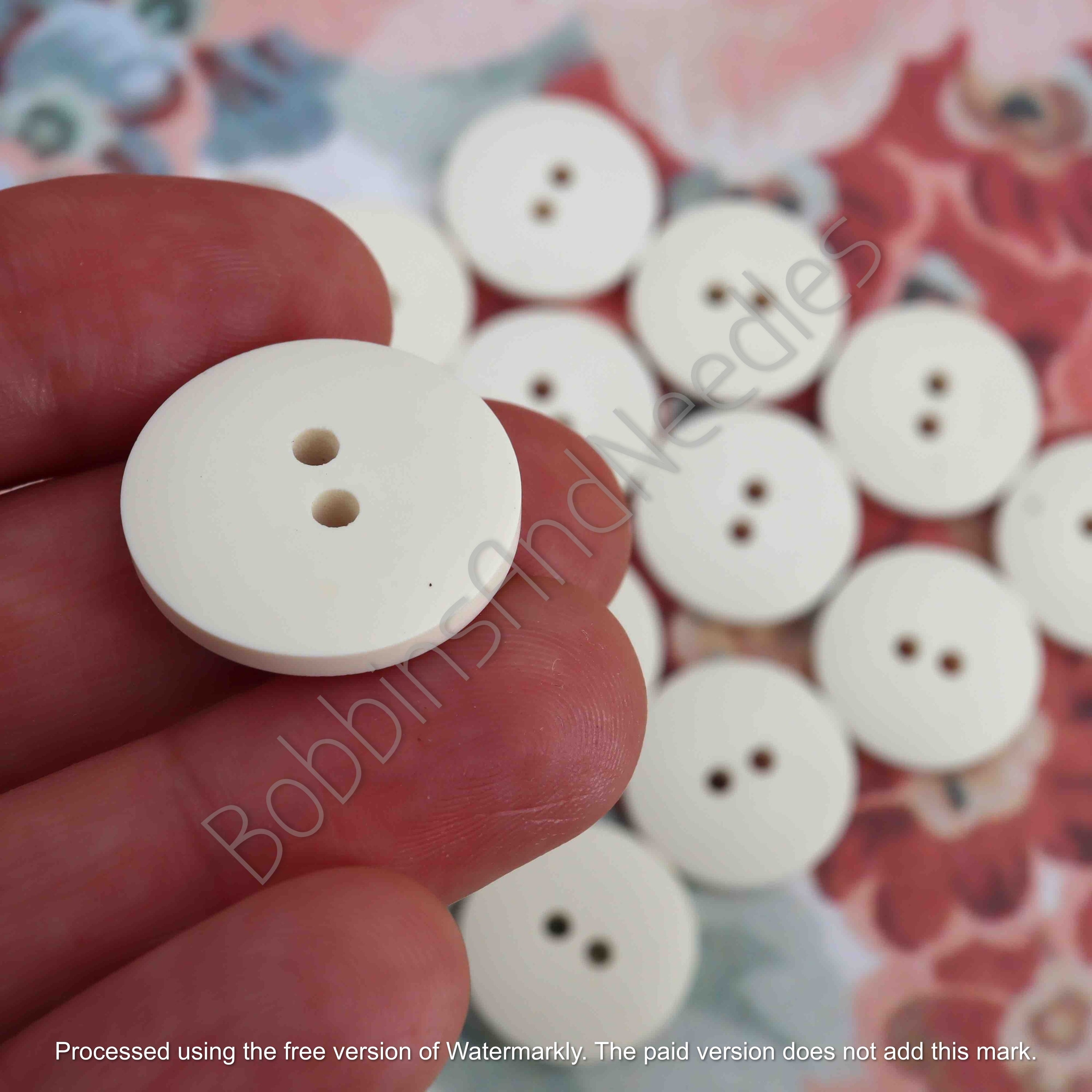 Set of 10 Vintage Casein Buttons Ø 20mm Soft Creamy Finish Two-Hole Design