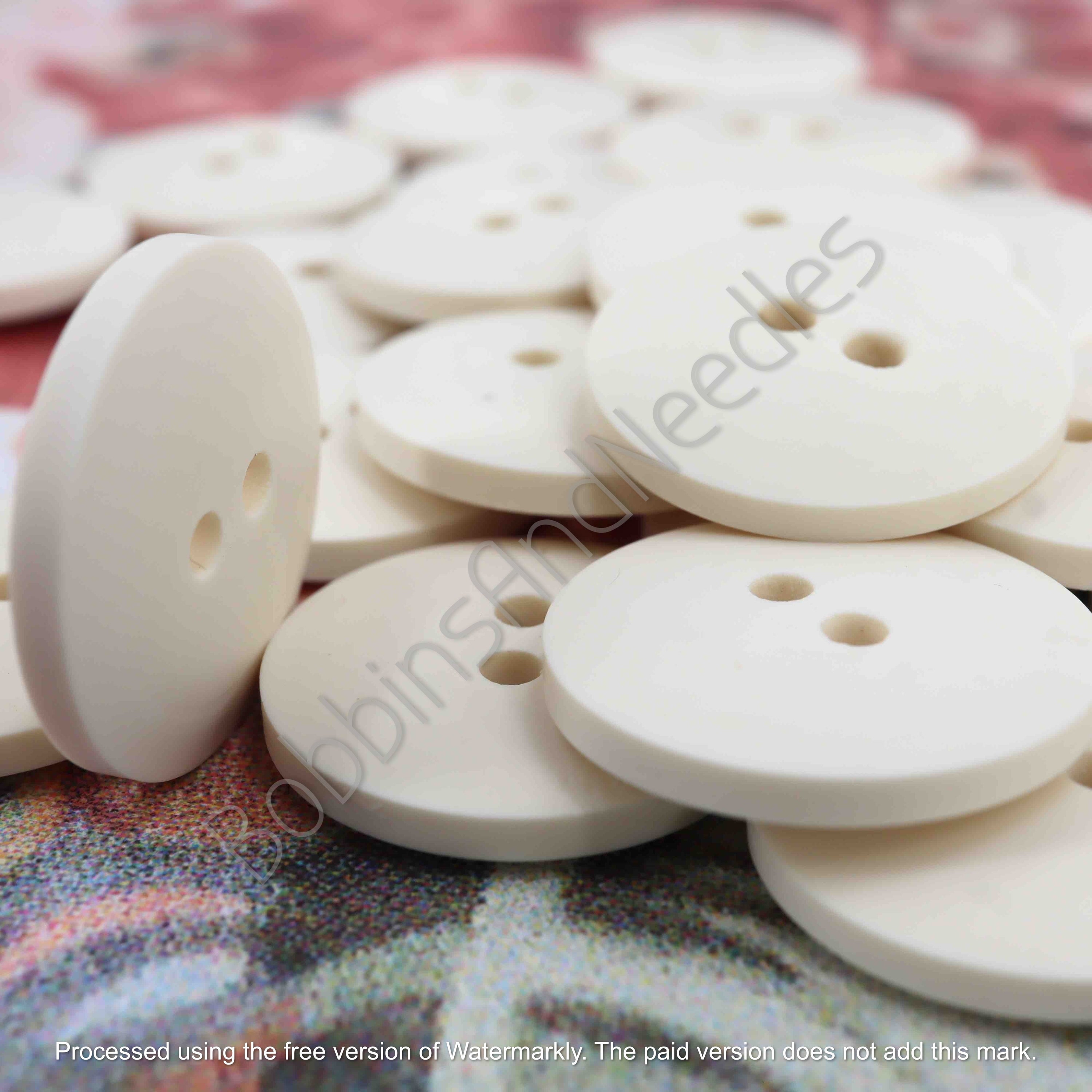 Set of 10 Vintage Casein Buttons Ø 20mm Soft Creamy Finish Two-Hole Design