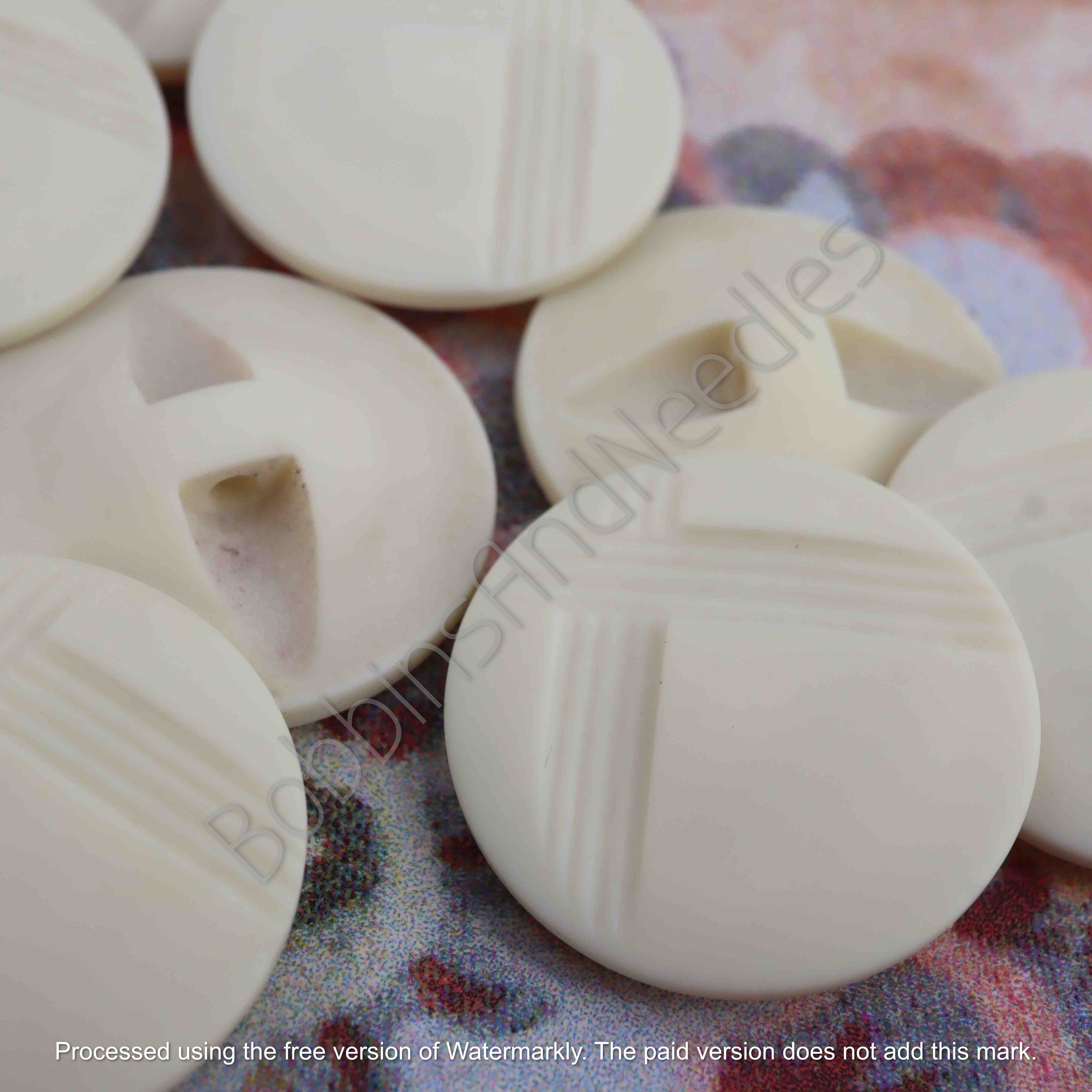 Set of 10 Casein Buttons Ø 23mm Pale Cream with Geometric Raised Texture