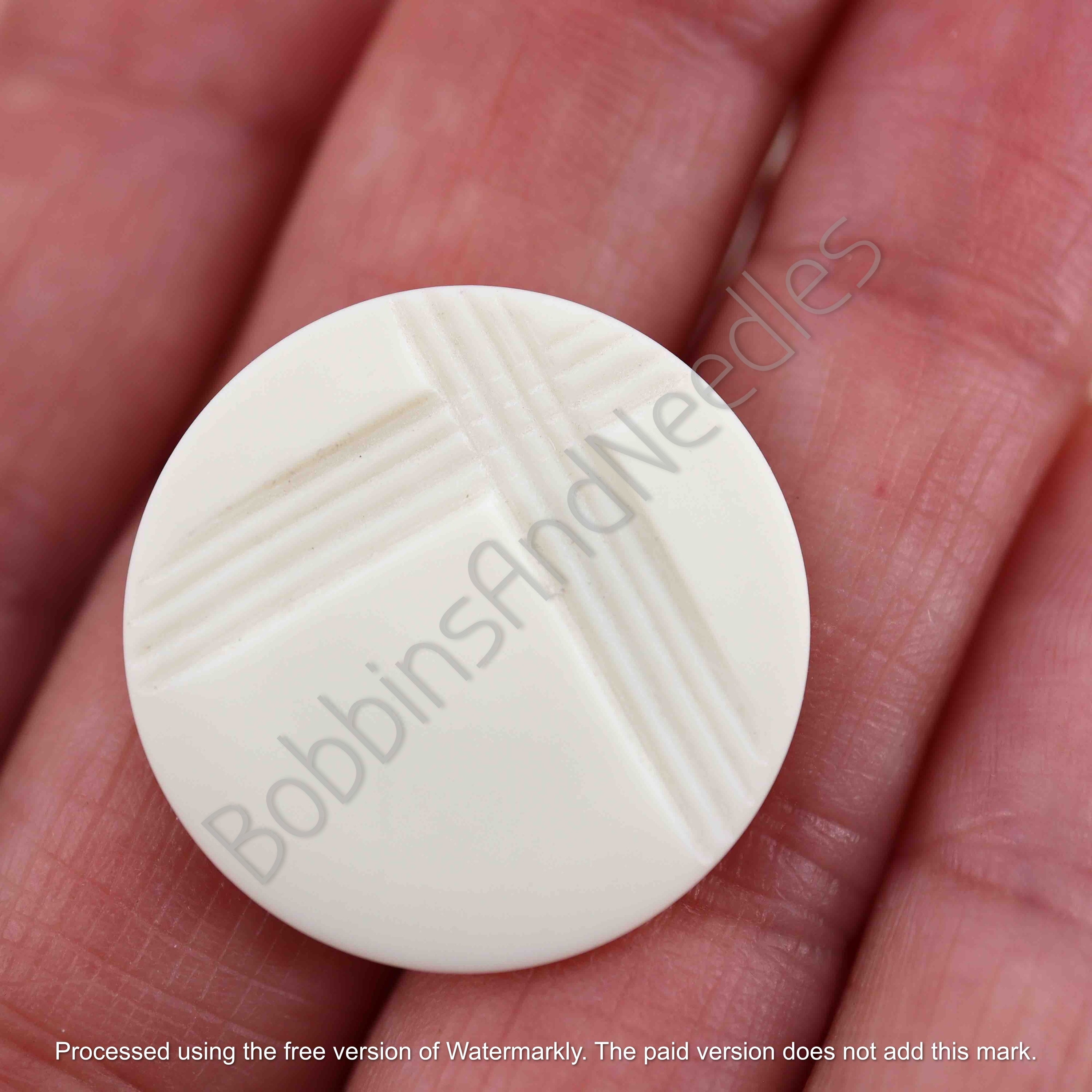 Set of 10 Casein Buttons Ø 23mm Pale Cream with Geometric Raised Texture