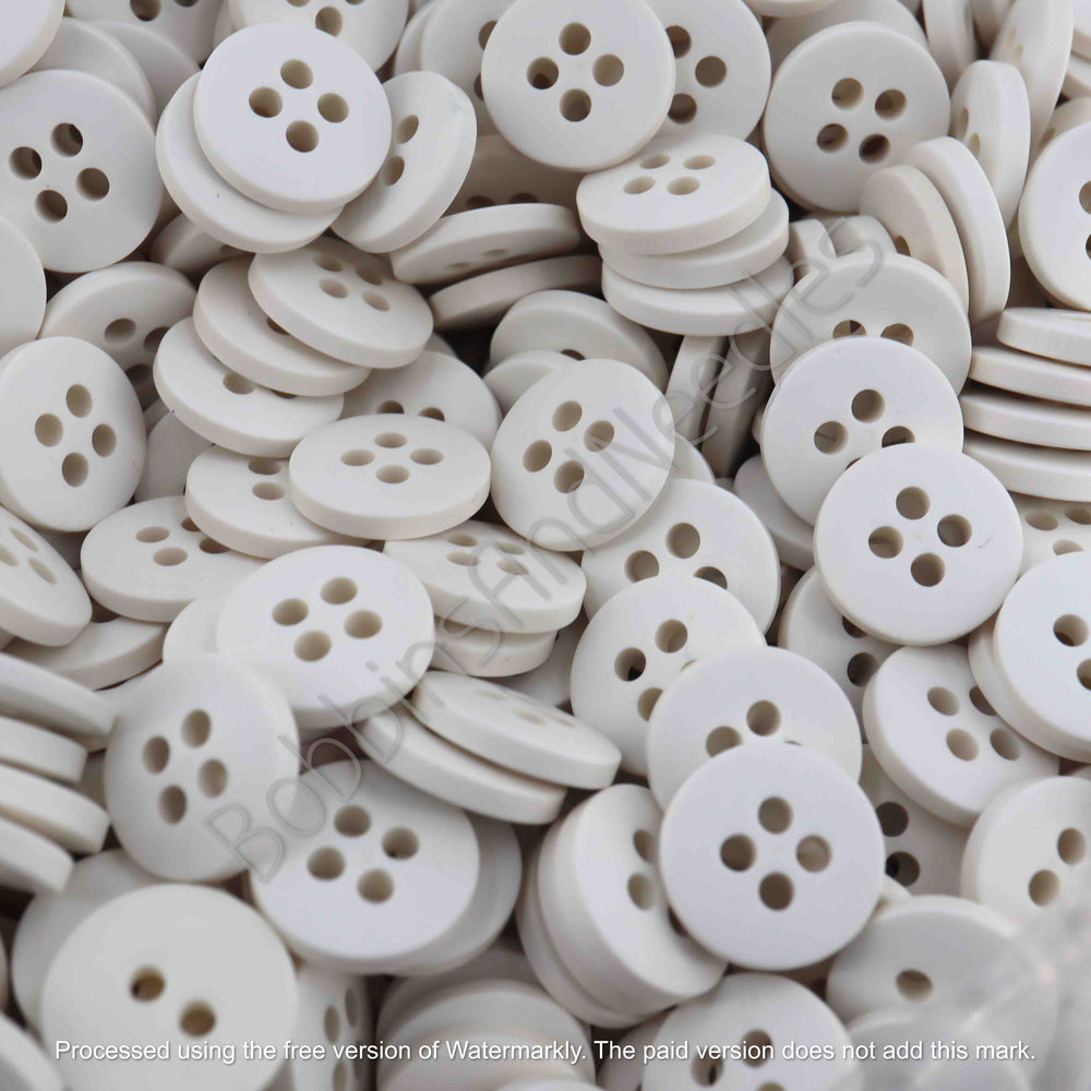 Set of 30 Small Vintage Casein Buttons Ø 11mm White 4-Hole Design