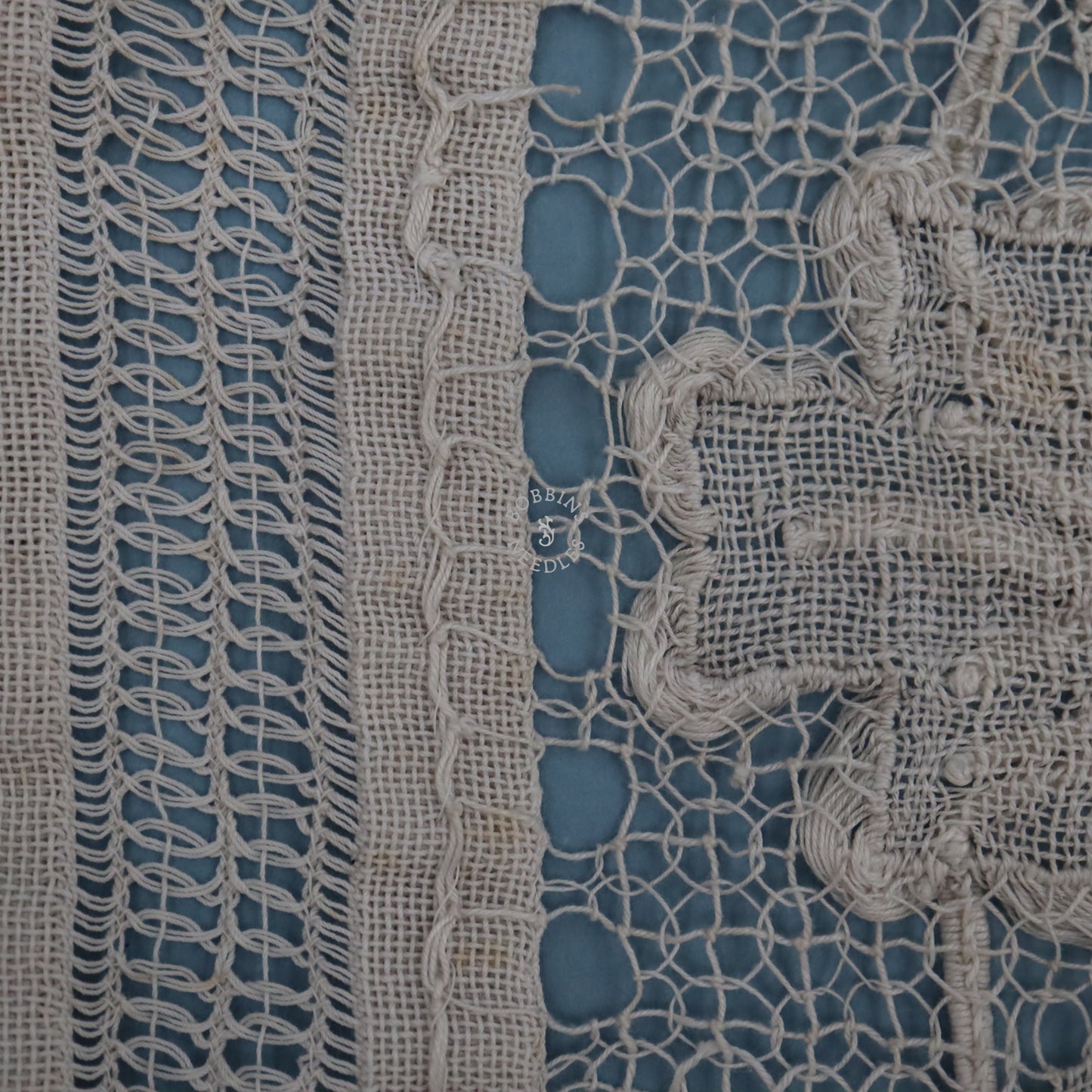 Antique Belgian Handmade Tape Lace Panel – 3m – Cotton Lace Insertion with Floral Medallion Design - Bobbins&Needles
