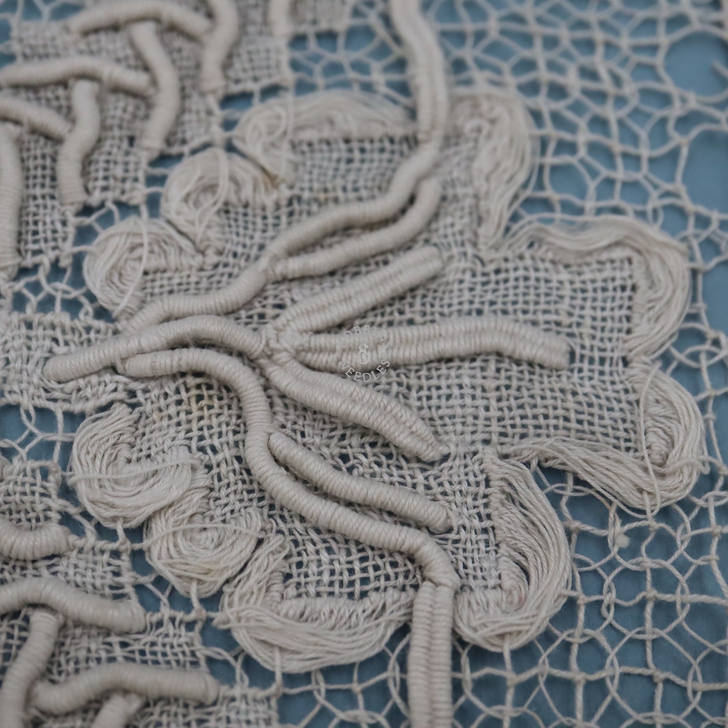 Antique Belgian Handmade Tape Lace Panel – 3m – Cotton Lace Insertion with Floral Medallion Design - Bobbins&Needles