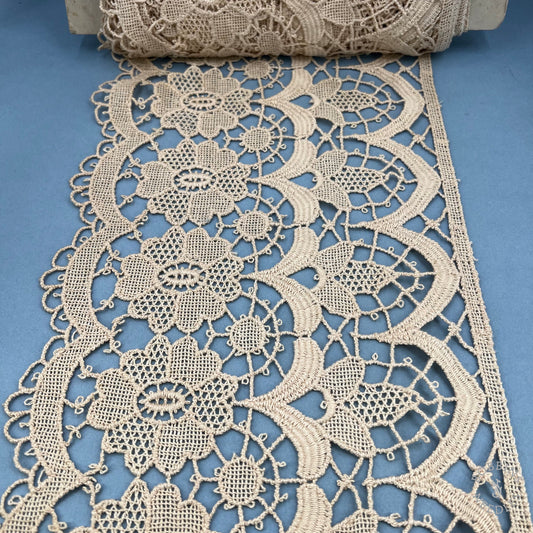 Antique Floral Guipure Wide Lace Border – By the Meter