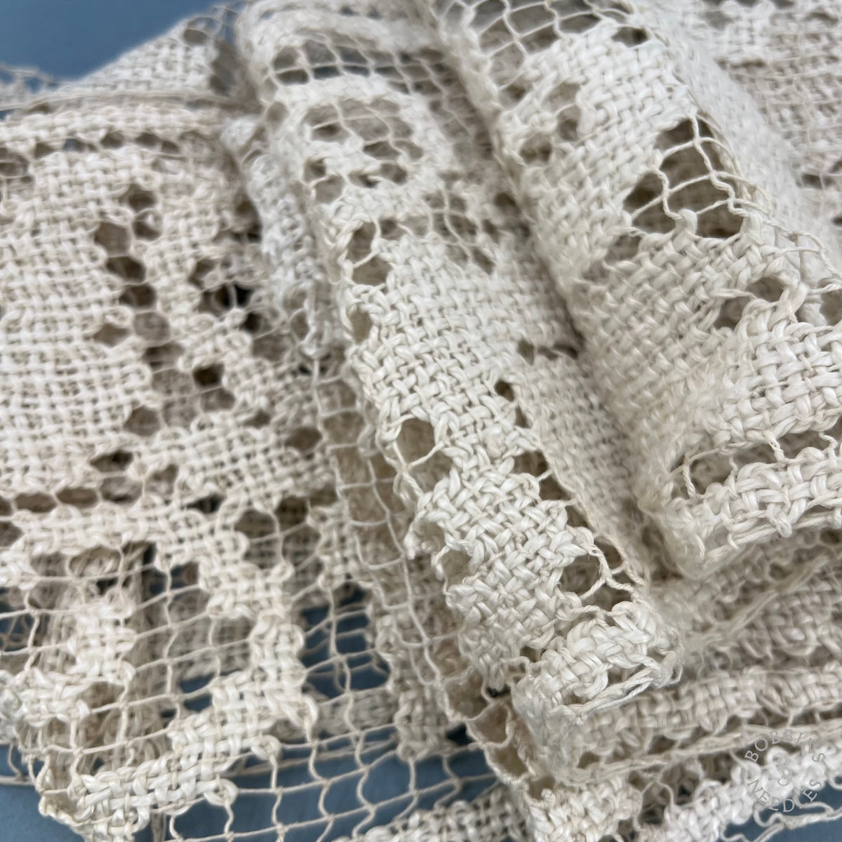 Antique Handmade Filet Lace Panel – 360 × 19 cm