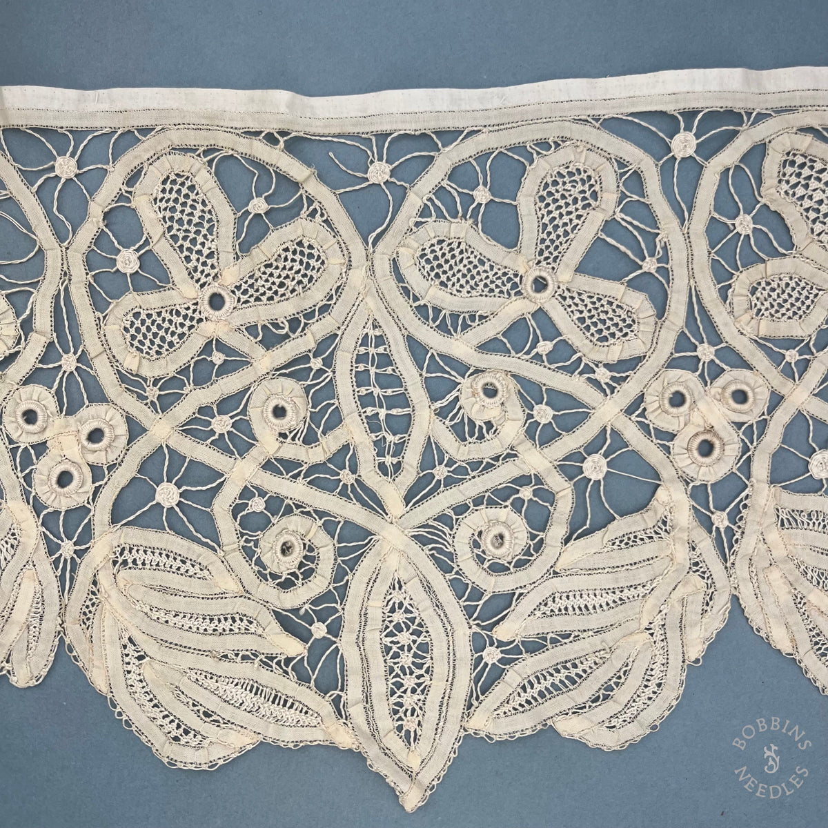 Antique Handmade Renaissance Tape Lace Border – 260 × 24 cm