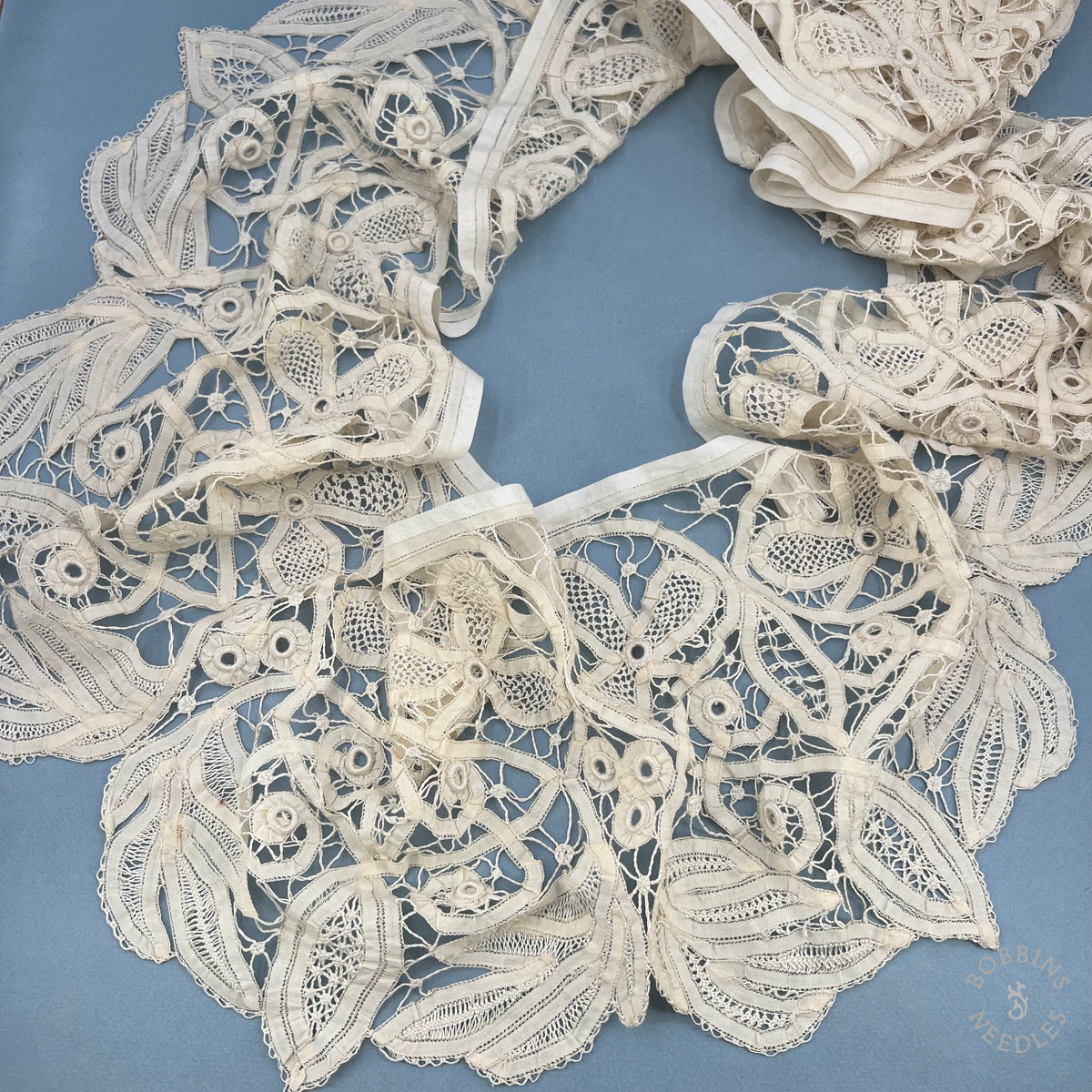 Antique Handmade Renaissance Tape Lace Border – 260 × 24 cm