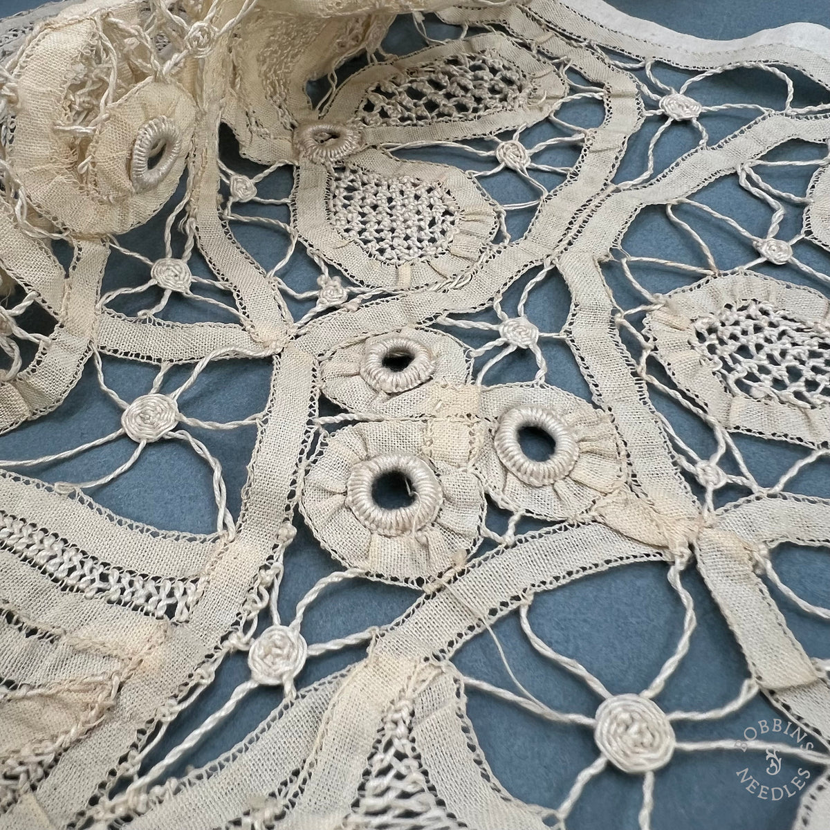 Antique Handmade Renaissance Tape Lace Border – 260 × 24 cm