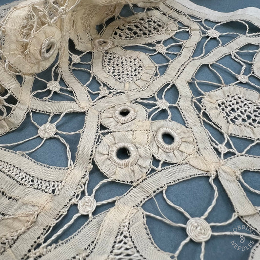 Antique Handmade Renaissance Tape Lace Border – 260 × 24 cm