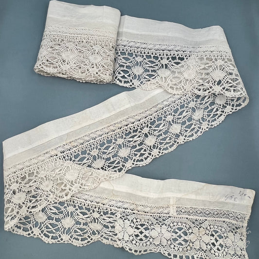 Antique Handmade Bobbin Lace Trim – 315 × 13 cm