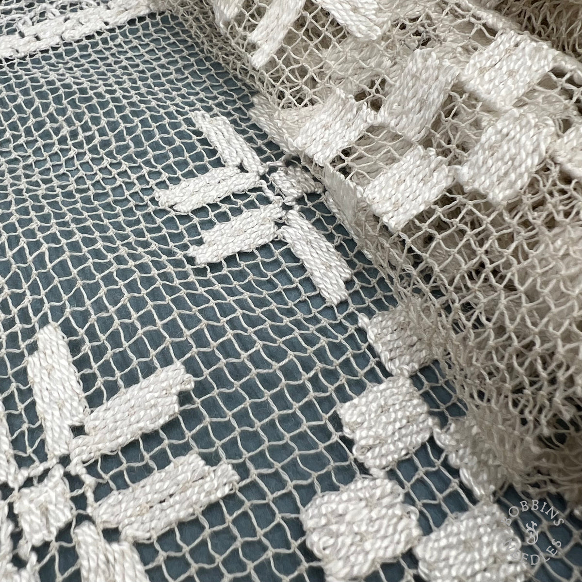 Antique Handmade Embroidered Net Lace Altar Border – 300 × 30 cm
