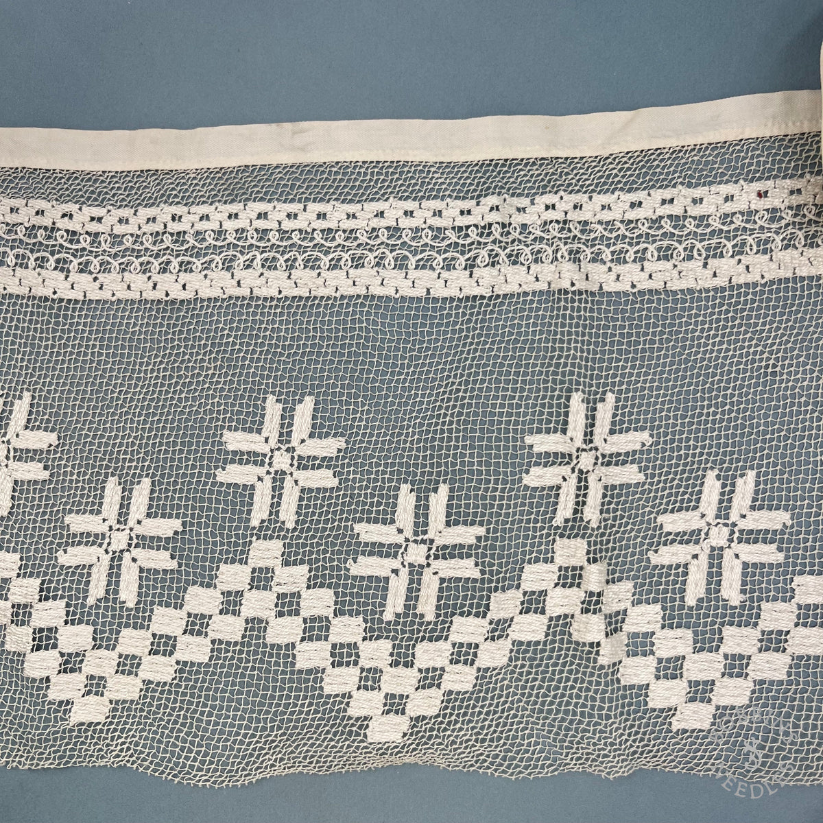 Antique Handmade Embroidered Net Lace Altar Border – 300 × 30 cm