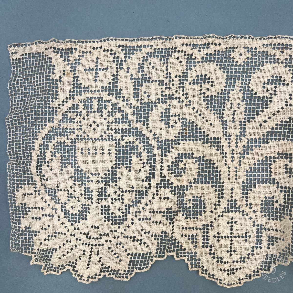 Antique Handmade Religious Filet Lace Border JHS  – 67 × 22 cm