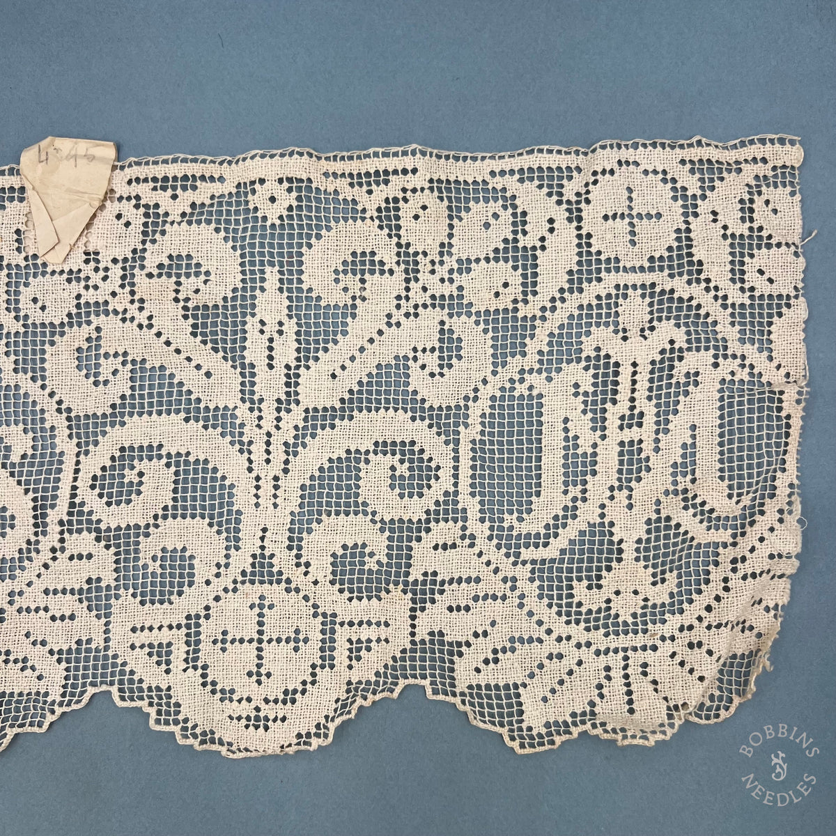 Antique Handmade Religious Filet Lace Border JHS  – 67 × 22 cm