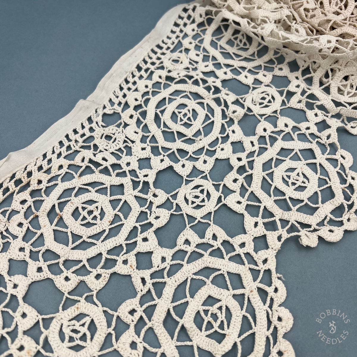 Antique Handmade Crochet Lace Border – 320 × 23 cm