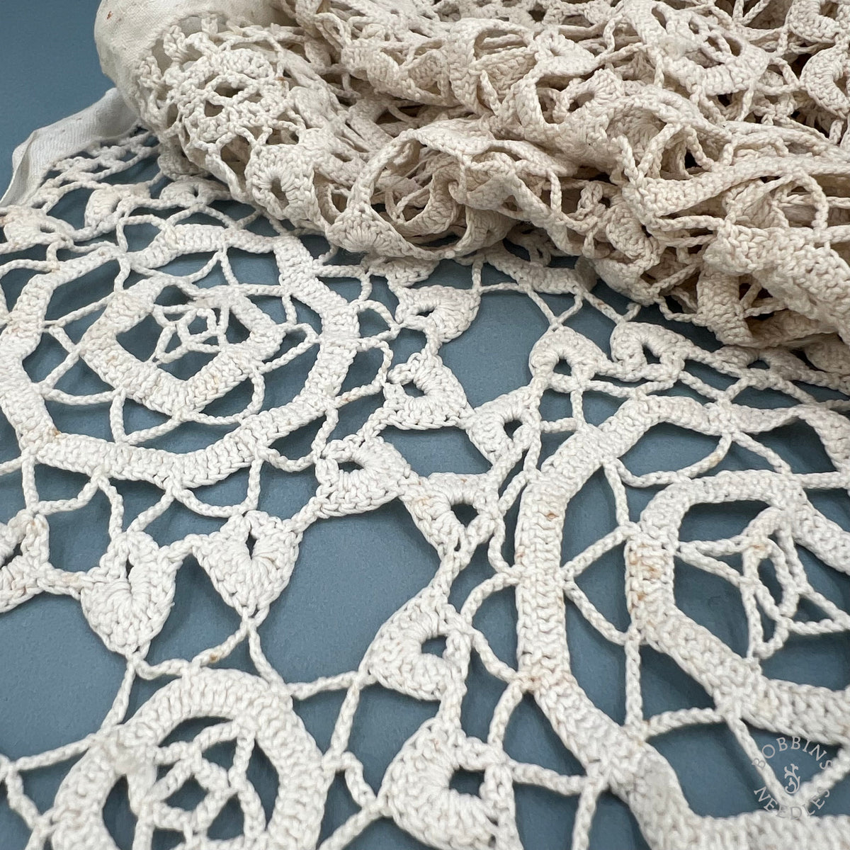 Antique Handmade Crochet Lace Border – 320 × 23 cm